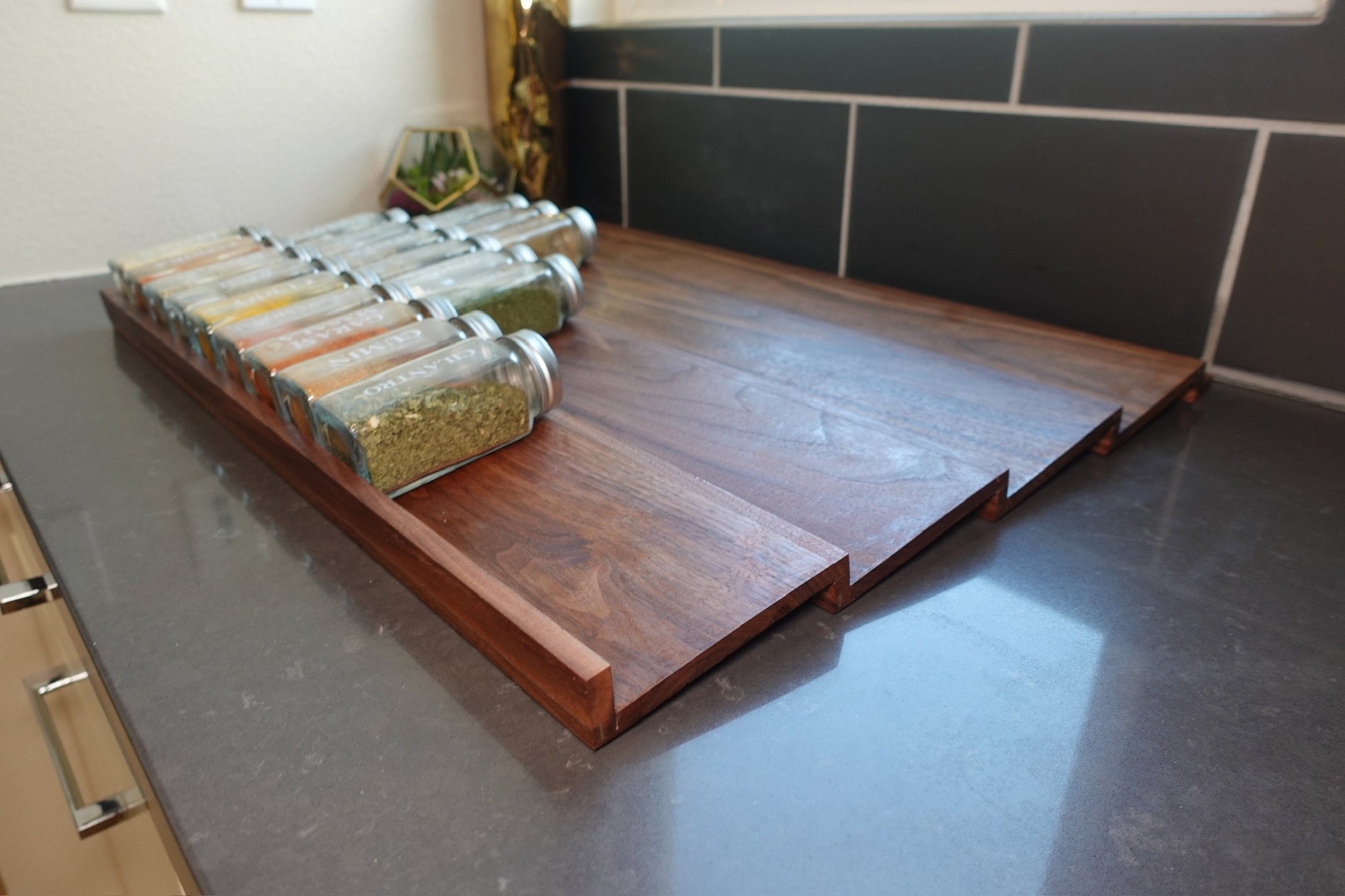 Custom Spice Drawer Insert Made From Solid Maple, Walnut, or White Oak - Spice Jar Organizer, Spice Rack, Spice Drawer Organizer for Spices