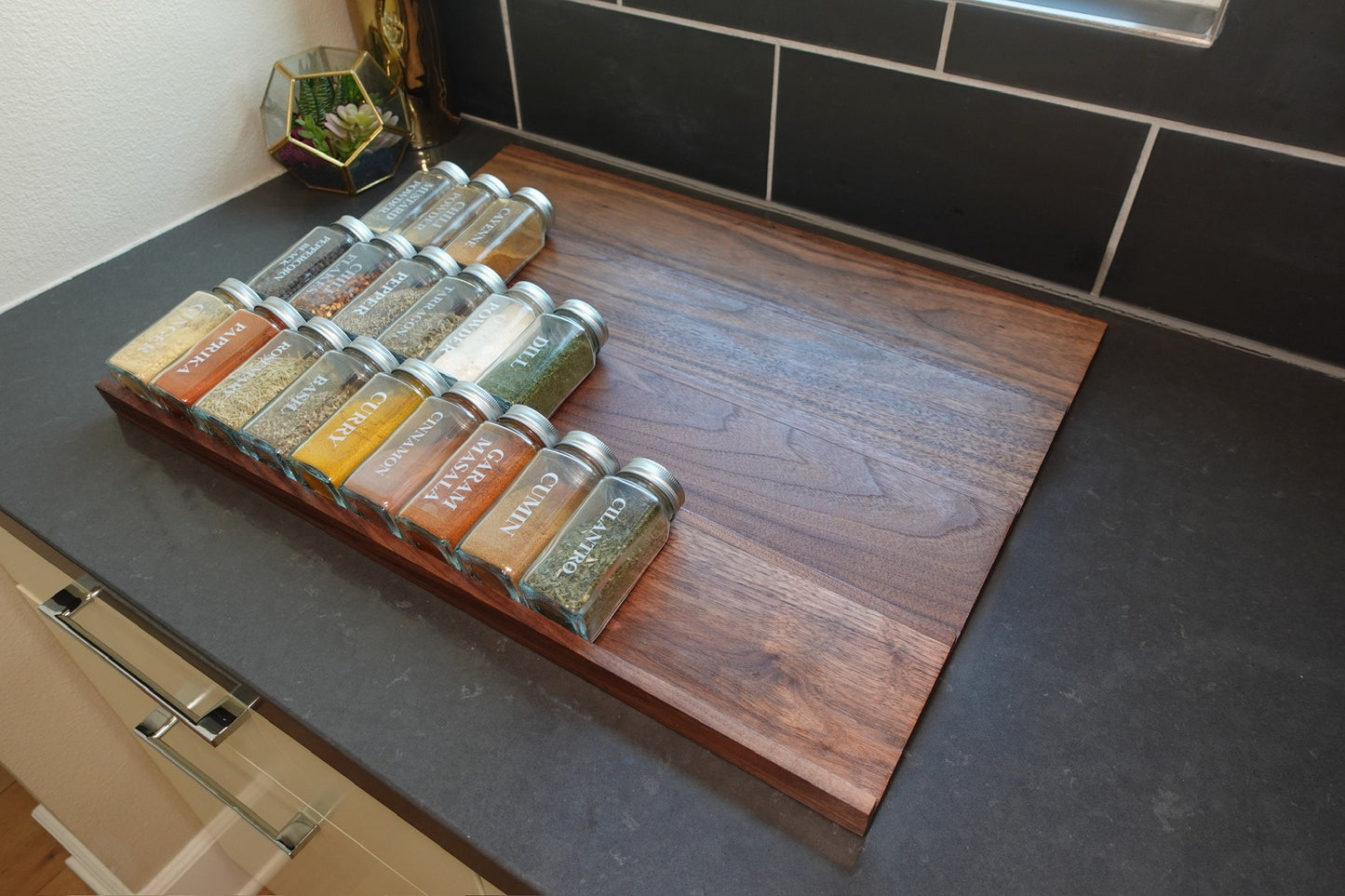 Custom Spice Drawer Insert Made From Solid Maple, Walnut, or White Oak - Spice Jar Organizer, Spice Rack, Spice Drawer Organizer for Spices