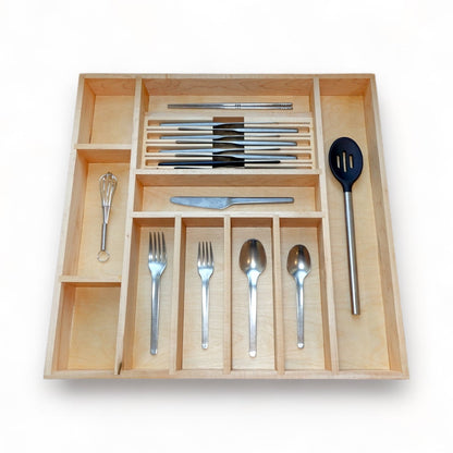 Custom Kitchen Drawer Organizer for Utensils, Silverware, Baking, Knife Organizer, Housewarming Gift, Solid Maple