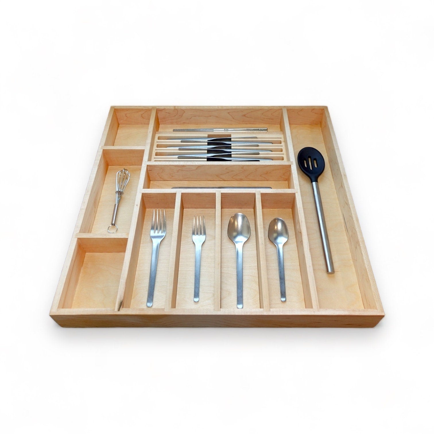 Custom Kitchen Drawer Organizer for Utensils, Silverware, Baking, Knife Organizer, Housewarming Gift, Solid Maple