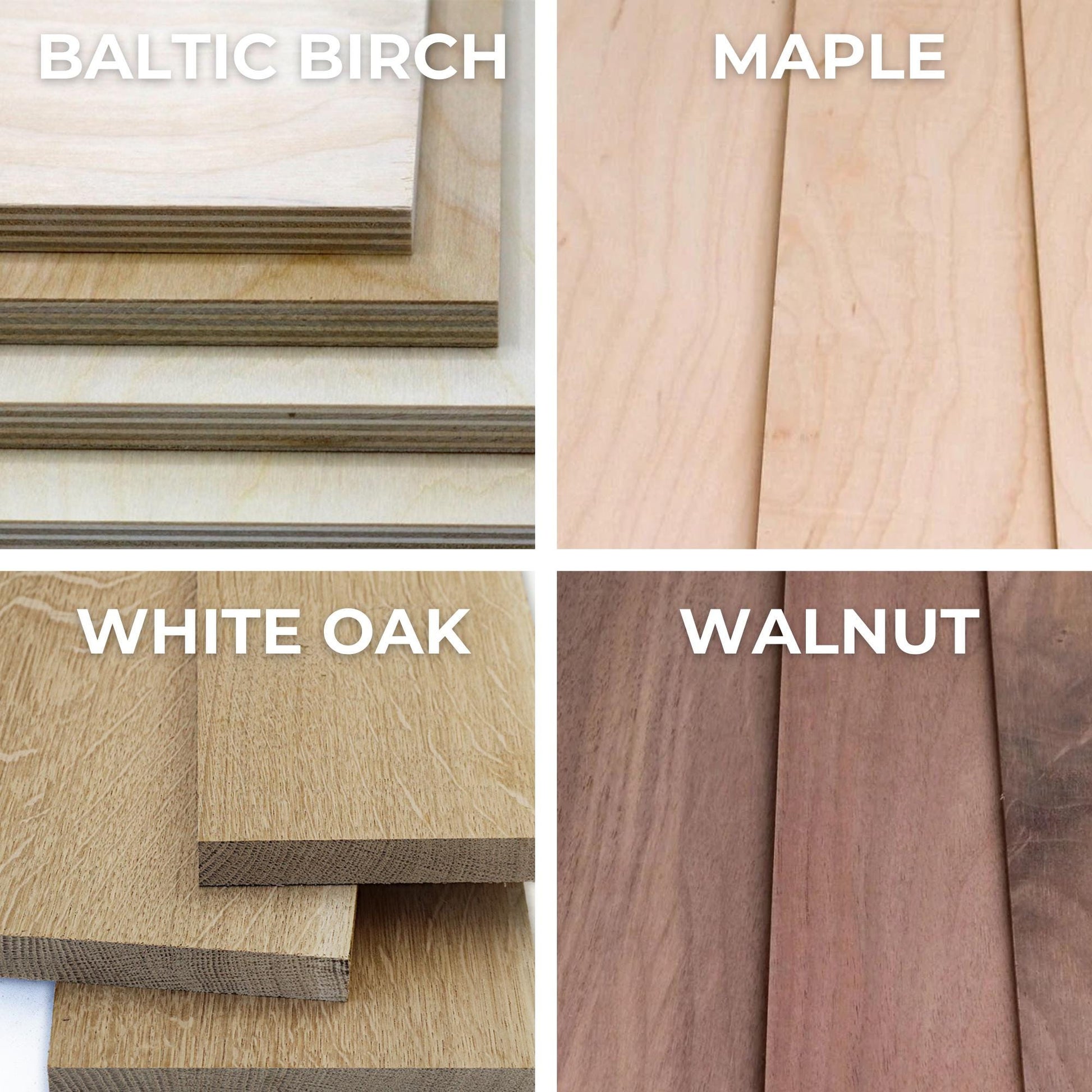 different types of wood are shown here