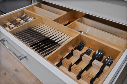 Custom Kitchen Drawer Organizer - Silverware, Utensil, and Flatware Holder - Custom Made from Solid Maple or Walnut