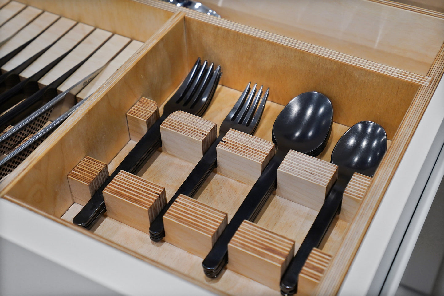 Custom Kitchen Drawer Organizer - Silverware, Utensil, and Flatware Holder - Custom Made from Solid Maple or Walnut