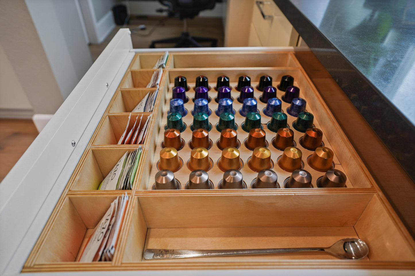 Nespresso Original Drawer Organizer Made from Solid Maple or Walnut - Can be customized Nespresso Original, Vertuo, or K Cups